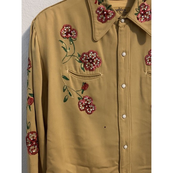 Vintage 1950s The Paddock Shops Suit Western Wear Light Yellow Flowers - Picture 5 of 16